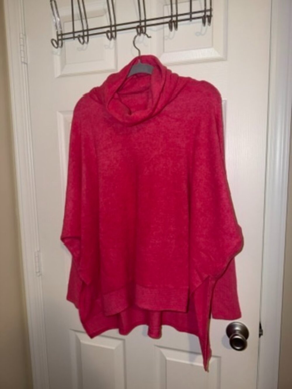 Zenana Pink Cowl Neck Poncho Sweater S/M NWOT